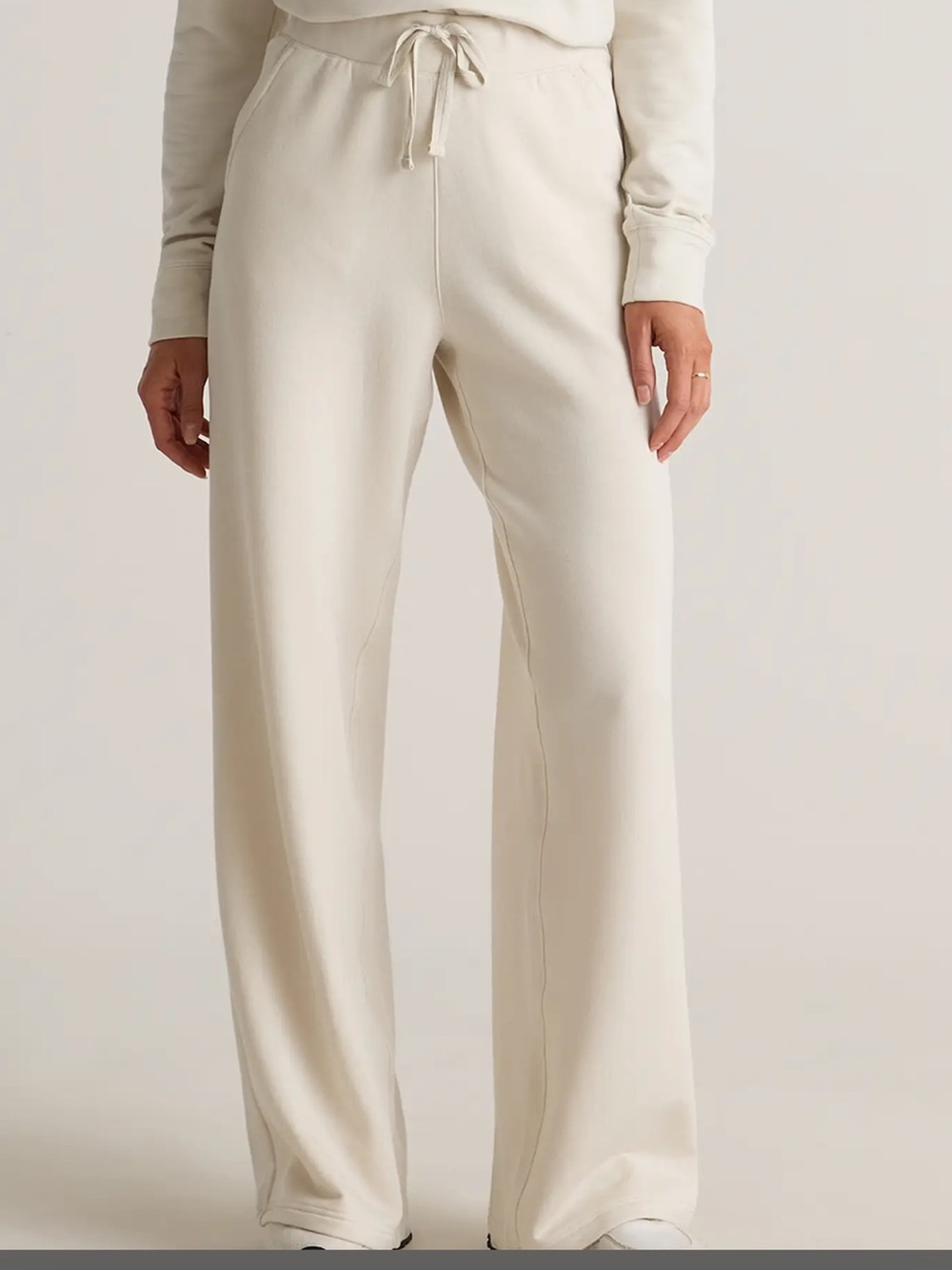 Quince NEW SuperSoft Fleece Wide Leg Pants in Off White